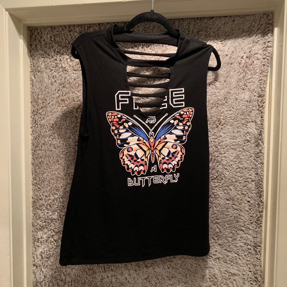 Vintage find- FREE AS A BUTTERFLY- cut out tank